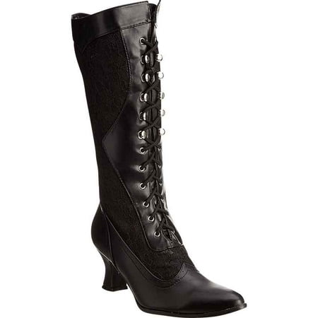 Ellie Shoes E-253-Rebecca 2.5 Heel Womens Boot with Lace. White / 6