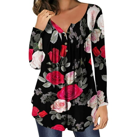 Zedker Womens Graphic Tees Winter Shirts for Women Valentine s Day Women s Printed Round Neck Button Pleated Long Sleeve Top Shirt
Zedker Womens Graphic Tees Winter Shirts for Women Valentine s Day Women s Printed Round Neck Button Pleated Long Sleeve Top Shirt
