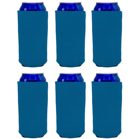 Blank Foam Collapsible 16 oz. Can Coolie (Neon Blue 6 Pack)