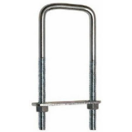 National 2PK 3/8 x 3 x 7 #657 Zinc Square U-Bolt With Plate & Hex Nuts