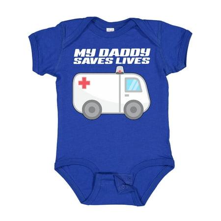 Inktastic My Daddy Saves Lives- Ambulance Gift Baby Boy or Baby Girl Bodysuit