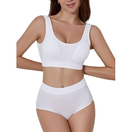 Avamo Ladies Lingerie Set Full Coverage Underwear Wide Shoulder Straps Bra And Panty Sets Work Comfort Removable Push-Up White M
Avamo Ladies Lingerie Set Full Coverage Underwear Wide Shoulder Straps Bra And Panty Sets Work Comfort Removable Push-Up White M