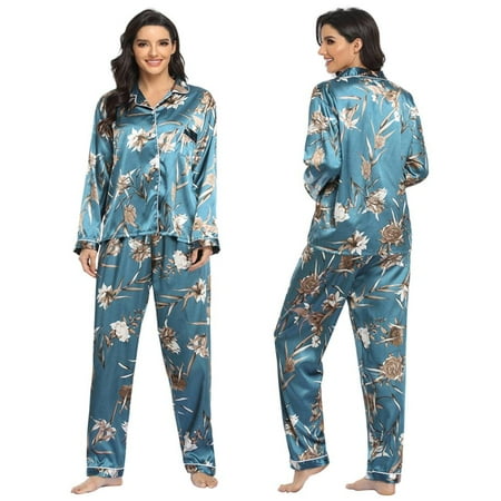 Monfince Autumn Spring Womens Silk Satin Pajamas Set Button Down Floral Pattern Sleepwear Loungewear Ladies Pajamas Nightgown Two-piece suit
Monfince Autumn Spring Womens Silk Satin Pajamas Set Button Down Floral Pattern Sleepwear Loungewear Ladies Pajamas Nightgown Two-piece suit