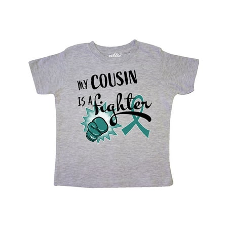 Inktastic Ovarian Cancer Awareness My Cousin is a Fighter Gift Toddler Boy or Toddler Girl T-Shirt