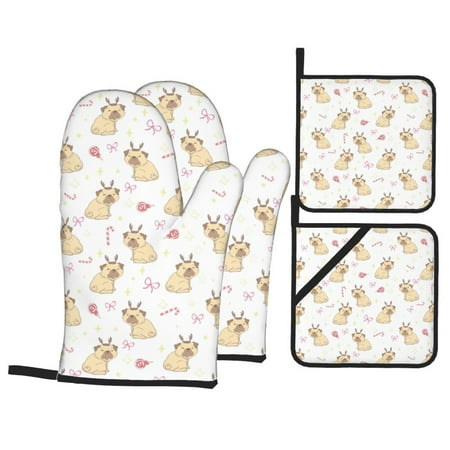 Oven Mitts and Pot Holders Sets 4 pcs Smile Cute French Bulldog Non-Slip Oven Gloves Potholders Soft Quilted Lining Heat Resistant Gloves Hot Pads for Kitchen Cooking Baking
Oven Mitts and Pot Holders Sets 4 pcs Smile Cute French Bulldog Non-Slip Oven Gloves Potholders Soft Quilted Lining Heat Resistant Gloves Hot Pads for Kitchen Cooking Baking
