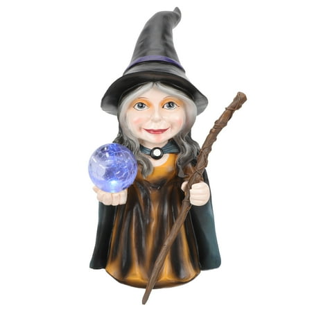 Lawn Landscape Glowing Resin Witch Statue Adorable Witch Garden Decoration