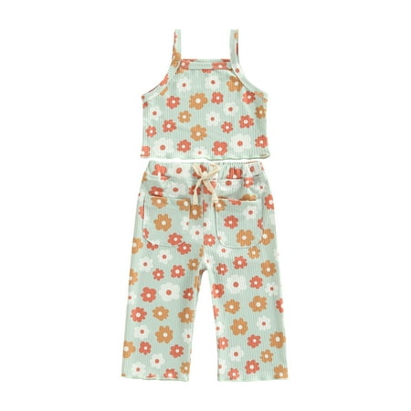 Suanret Toddler Kids Girl Tanks Tops Pants Floral Print Elastic Waist Drawstring Pocket Decoration Summer Clothing Green 4-5 Years
Suanret Toddler Kids Girl Tanks Tops Pants Floral Print Elastic Waist Drawstring Pocket Decoration Summer Clothing Green 4-5 Years