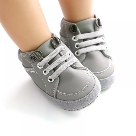 BTGUY 0-18M Toddler Shoes Baby Boys Anti-Slip Lace-up Soft Soled Walking Sneakers