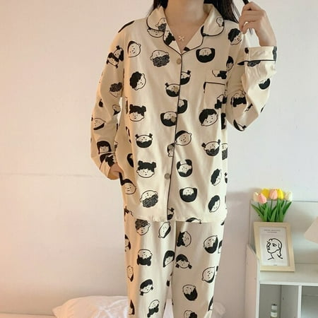 CoCopeaunt Womens Cute Cartoon Pajamas Set Turn-down Collar Pyjamas Long Sleeves Suit Soft Female Sleepwear Autumn Homewear Home Services
CoCopeaunt Womens Cute Cartoon Pajamas Set Turn-down Collar Pyjamas Long Sleeves Suit Soft Female Sleepwear Autumn Homewear Home Services
