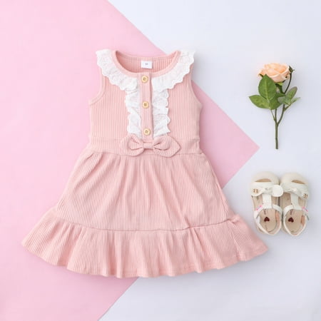 Leutsin Toddler Kids Baby Girls Lace Ribbed Sleeveless Bowtie Princess One-piece Dress
Leutsin Toddler Kids Baby Girls Lace Ribbed Sleeveless Bowtie Princess One-piece Dress