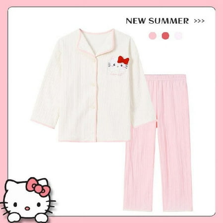 Anime Sanrio Hello Kitty Cinnamoroll Children Cotton Pajamas Girl Autumn Casual Comfortable Thin Pajamas Long Pants Set Homewear 
Anime Sanrio Hello Kitty Cinnamoroll Children Cotton Pajamas Girl Autumn Casual Comfortable Thin Pajamas Long Pants Set Homewear