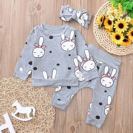 Leutsin 3PCS Toddler Baby Cartoon Rabbit Print Top Clothes+Pants+Headbands Set Outfit
Leutsin 3PCS Toddler Baby Cartoon Rabbit Print Top Clothes+Pants+Headbands Set Outfit