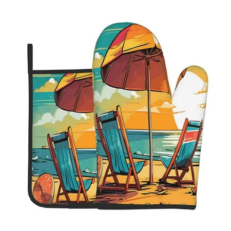 Vsdgher Vintage Beach Sunset Oven Mitts and Pot Holders 2 pcs Set High Heat Resistant Kitchen Oven Glove for Baking and Cooking
Vsdgher Vintage Beach Sunset Oven Mitts and Pot Holders 2 pcs Set High Heat Resistant Kitchen Oven Glove for Baking and Cooking