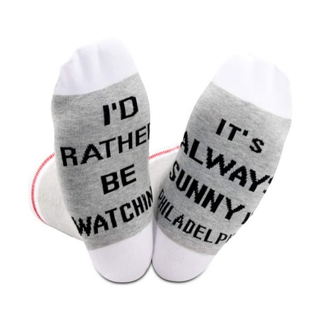 2 PAIRS Novelty TV Show Inspired Gift I d Rather Be Watching Sunny Funny Socks