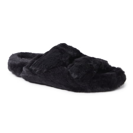 Dearfoams Womens Margo Double Band Pile MFB Slide