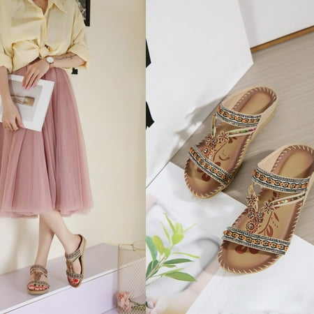 Zpanxa Slippers for Women Bohemian Flat Flower Rhinestone Sandals Outer Beach Sandals Flip Flops for Women Beige 40
Zpanxa Slippers for Women Bohemian Flat Flower Rhinestone Sandals Outer Beach Sandals Flip Flops for Women Beige 40