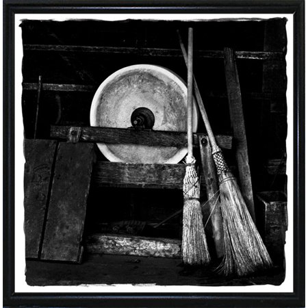 Brooms And Stone-HARMSC53499 Print 12"x12" by Harold Silverman - Msc. in a Flat Black Metal Frame