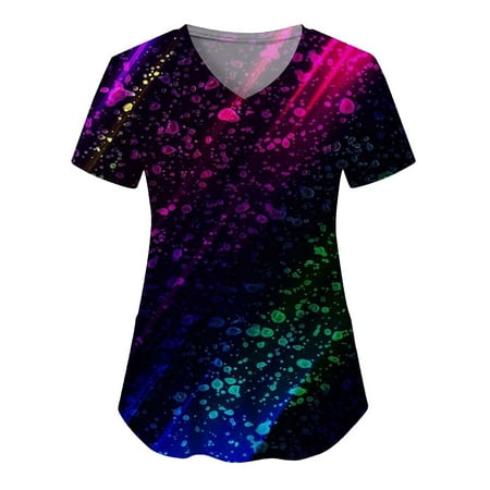 Women Scrubs Top Floral Printed Short Sleeve V Neck Solid Color Soft Breathable With Pocket Spring Summer Daily Nursing Uniforms Nursing Care Working Uniforms
Women Scrubs Top Floral Printed Short Sleeve V Neck Solid Color Soft Breathable With Pocket Spring Summer Daily Nursing Uniforms Nursing Care Working Uniforms