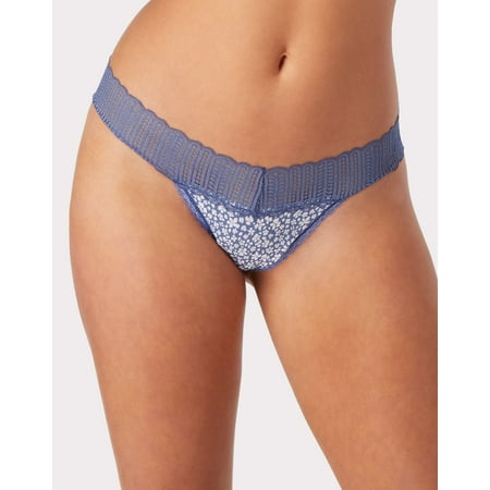 Maidenform Womens Sexy Must Haves Lace Thong 6 Dash Daisy/Nightshade Blue