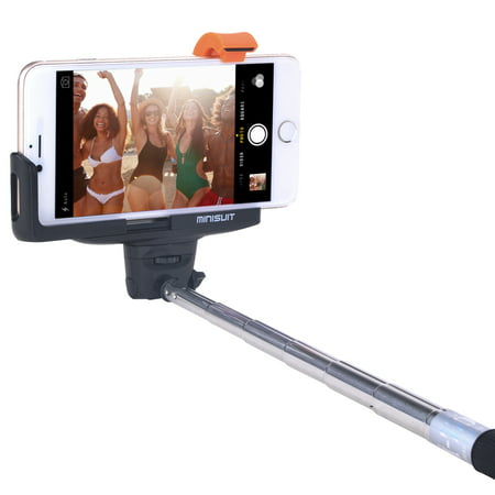 Minisuit Selfie Stick Pro Lite with Built-In Remote for Apple & Android - Black