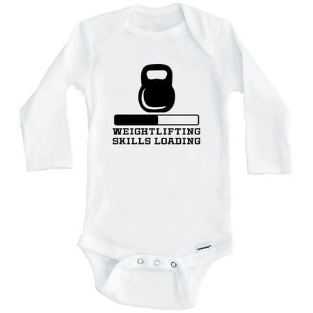 Weightlifting Skills Loading Funny Kettlebell Humor One Piece Baby Bodysuit (Long Sleeve) 6-9 Months White
Weightlifting Skills Loading Funny Kettlebell Humor One Piece Baby Bodysuit (Long Sleeve) 6-9 Months White
