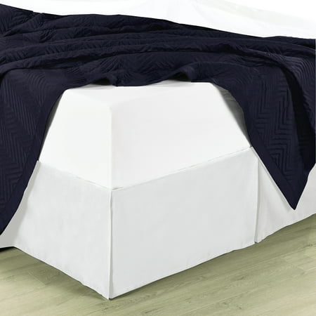 Bed Skirt 100% Cotton Solid 300TC, Split Corner, 15-Inch Tailored Drop Pleated Dust Ruffle-California King - White