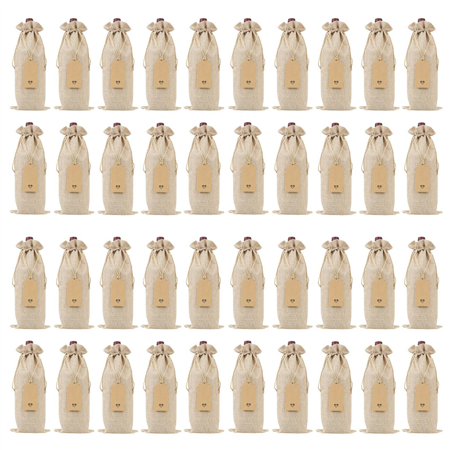 Burlap Wine Bags Wine Gift Bags with Drawstrings Single Reusable Wine Bottle Covers with Ropes and Tags (40 Pcs)
Burlap Wine Bags Wine Gift Bags with Drawstrings Single Reusable Wine Bottle Covers with Ropes and Tags (40 Pcs)