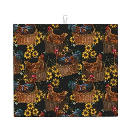 Dish Drying Mats for Kitchen Counter Vintage Sunflower Basket Chicken 16x18in Dish Drying Pad Coffee Mat with Hanging Loop Super absorbent Kitchen Counter Mat Coffee Bar Accessories
Dish Drying Mats for Kitchen Counter Vintage Sunflower Basket Chicken 16x18in Dish Drying Pad Coffee Mat with Hanging Loop Super absorbent Kitchen Counter Mat Coffee Bar Accessories