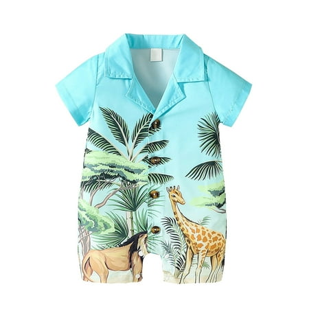 ELF 0-2Y Baby Boys Girls Summer Jumpsuit Animal Print Casual Short Sleeve Button Down Lapel Romper Shorts
ELF 0-2Y Baby Boys Girls Summer Jumpsuit Animal Print Casual Short Sleeve Button Down Lapel Romper Shorts