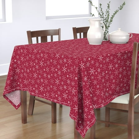 Tablecloth Hearts Snowflakes Winter Valentines Day Sweet Girly Cotton Sateen