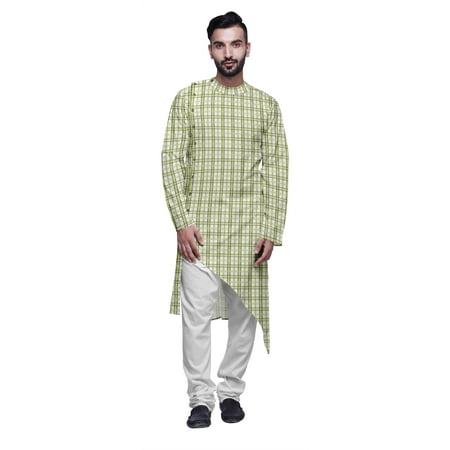 

Atasi Printed Ethnic Kurta With White Churidar Pajama Set For Men Summer Wear