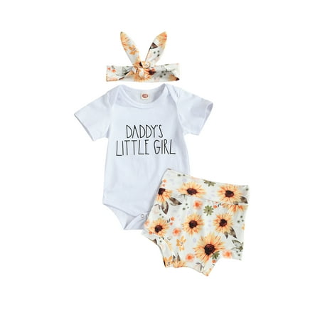 Sunisery 3Pcs Newborn Baby Girls Summer Outfit Short Sleeve Letter Romper Sunflower Printing Shorts Headband Set White 6-12 Months
Sunisery 3Pcs Newborn Baby Girls Summer Outfit Short Sleeve Letter Romper Sunflower Printing Shorts Headband Set White 6-12 Months