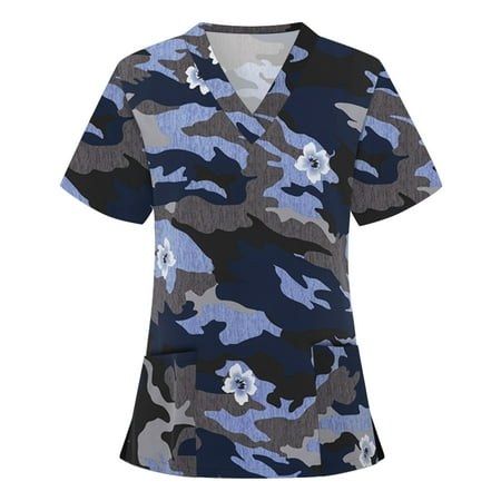 Scrubs Tops for Women Vintage Camo Leopard Floral Print V Neck Short Sleeve Nursing Shirt Work Blouses with Pockets
Scrubs Tops for Women Vintage Camo Leopard Floral Print V Neck Short Sleeve Nursing Shirt Work Blouses with Pockets