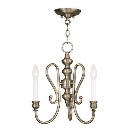 Mini Chandeliers 3 Light Caldwell With Antique Brass size 14 in 180 Watts - World of Crystal