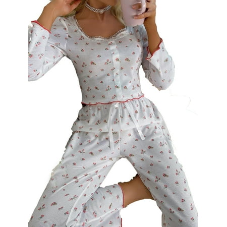 2pcs Set Cute Ditsy Floral Square Neck PJ Pant Sets Long Sleeve Red Women s Pajama Sets (Women s)
2pcs Set Cute Ditsy Floral Square Neck PJ Pant Sets Long Sleeve Red Women s Pajama Sets (Women s)