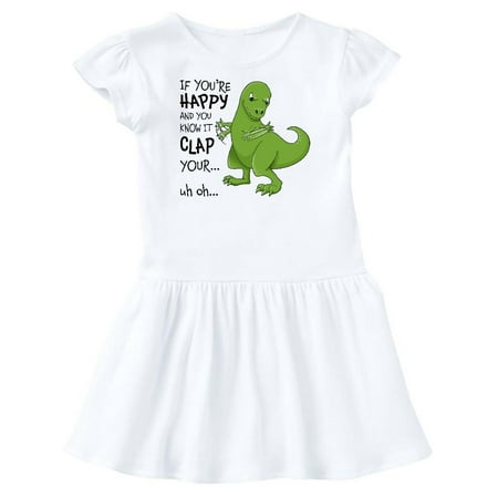 Inktastic T-Rex Can t Clap Gift Toddler Girl Dress