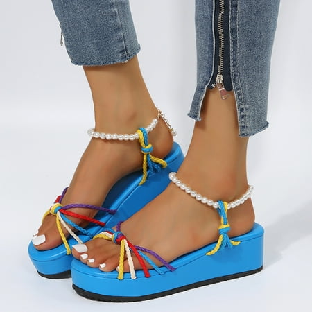 BCMMKLPP Ladies Fashion Summer Colorful Braided Strap Pearl Buckle Platform Wedge Sandals Blue 38
BCMMKLPP Ladies Fashion Summer Colorful Braided Strap Pearl Buckle Platform Wedge Sandals Blue 38