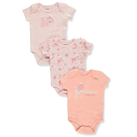 Duck Duck Goose Baby Girls 3-Pack Cute Bodysuits - pink/multi 3 - 6 months (Newborn)