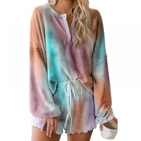 Women Pajamas Tie Dye Print Long Sleeve Shirt Elastic Drawstring Shorts Pant PJ Set Sleepwear Loungewear Nightgown
Women Pajamas Tie Dye Print Long Sleeve Shirt Elastic Drawstring Shorts Pant PJ Set Sleepwear Loungewear Nightgown
