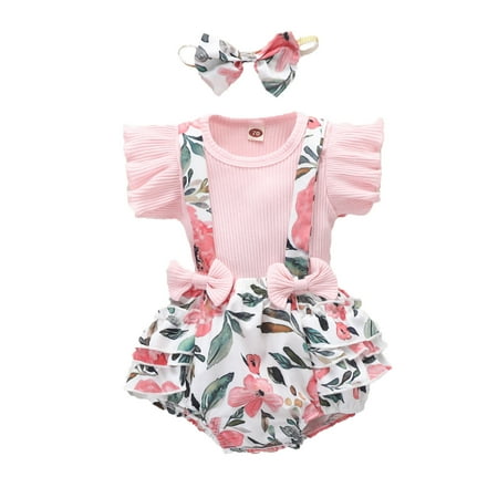 GWAABD Baby Girls Summer Clothes Pink Cotton Blends Girl Clothes Romper Floral Suspender Shorts T Shirt Top Ruffle Sleeve Outfit Jumpsuit Headband Set 0-12M 100
GWAABD Baby Girls Summer Clothes Pink Cotton Blends Girl Clothes Romper Floral Suspender Shorts T Shirt Top Ruffle Sleeve Outfit Jumpsuit Headband Set 0-12M 100