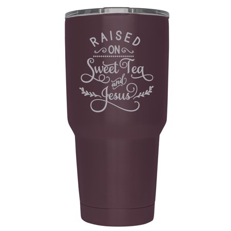 Christian TSC Powder Coated Sweet Tea And Jesus 30 oz Engraved Tumbler-Maroon