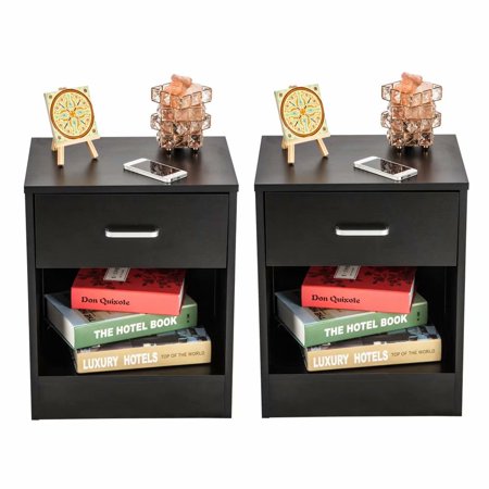 Akoyovwerve Night Stands Side Of Bed, Black Night Stands with Drawers