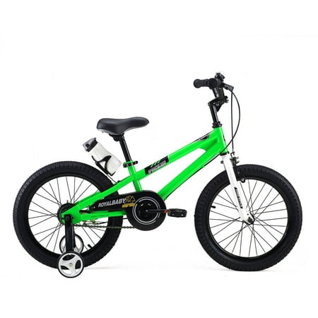 RoyalBaby BMX Freestyle Kids Bike, 18 inch, in 6 colors, Boy's Bikes and Girl's Bikes with training wheels, Gifts for children 18 inch wheels, Green