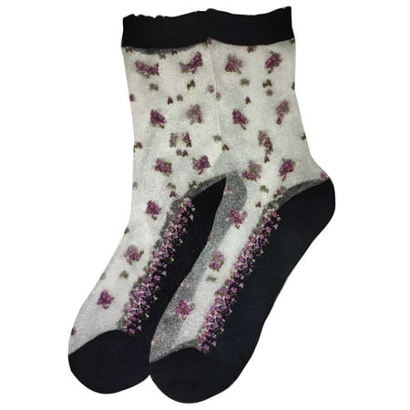 Translucent Flower Socks Medium Tops Ultra-thin Japanese Style Sheer Everyday Ankle Socks Black (purple Flower)
Translucent Flower Socks Medium Tops Ultra-thin Japanese Style Sheer Everyday Ankle Socks Black (purple Flower)