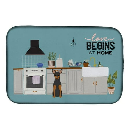 14 x 21 in. Manchester Terrier Kitchen Scene Dish Drying Mat