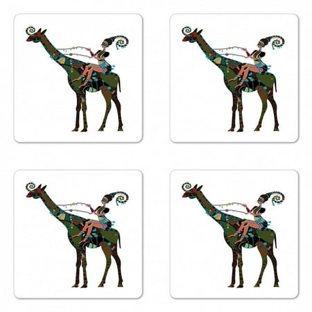 Folk Art Coaster Set of 4 Abstract Design Woman Riding a Giraffe in Indigenous Clothes Square Hardboard Gloss Coasters Standard Size Multicolor by Ambesonne
Folk Art Coaster Set of 4 Abstract Design Woman Riding a Giraffe in Indigenous Clothes Square Hardboard Gloss Coasters Standard Size Multicolor by Ambesonne