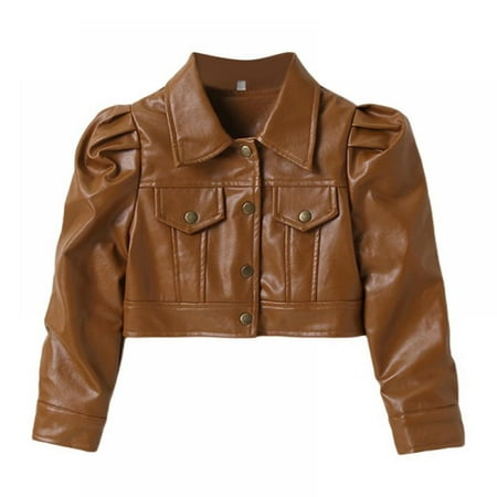 Bullpiano Girls PU Leather Jacket Single Breasted Casual Short Jacket Girls Overwear Spring Autumn Lapel Coats Long Sleeve
Bullpiano Girls PU Leather Jacket Single Breasted Casual Short Jacket Girls Overwear Spring Autumn Lapel Coats Long Sleeve