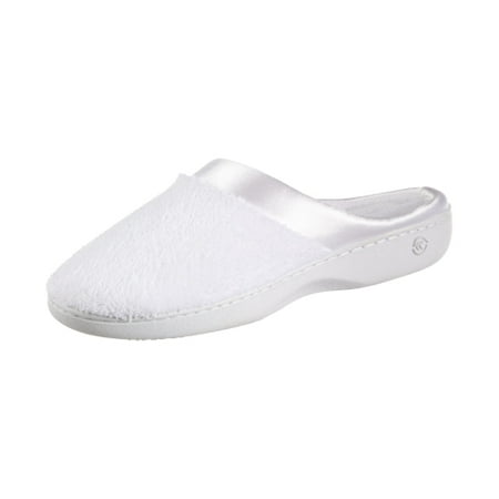 Isotoner Microterry Pillowstep Satin Clog White Medium (7.5-8)