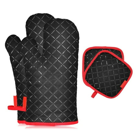 Kitchen Gloves for Baking Cooking 2 Oven Mitts and 2 Pot Holder Set Heat Resistant Non-Slip Microwave Oven Mitts
Kitchen Gloves for Baking Cooking 2 Oven Mitts and 2 Pot Holder Set Heat Resistant Non-Slip Microwave Oven Mitts