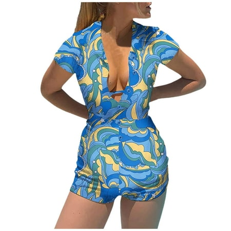 Women s Fashion Knitted Printed Shorts Romper Button-Down V-Neck Jumpsuits Short Sleeve Bodysuit Soft Pajamas Suit Cute Womens Pajama Set Play Boy Pajamas for Women
Women s Fashion Knitted Printed Shorts Romper Button-Down V-Neck Jumpsuits Short Sleeve Bodysuit Soft Pajamas Suit Cute Womens Pajama Set Play Boy Pajamas for Women